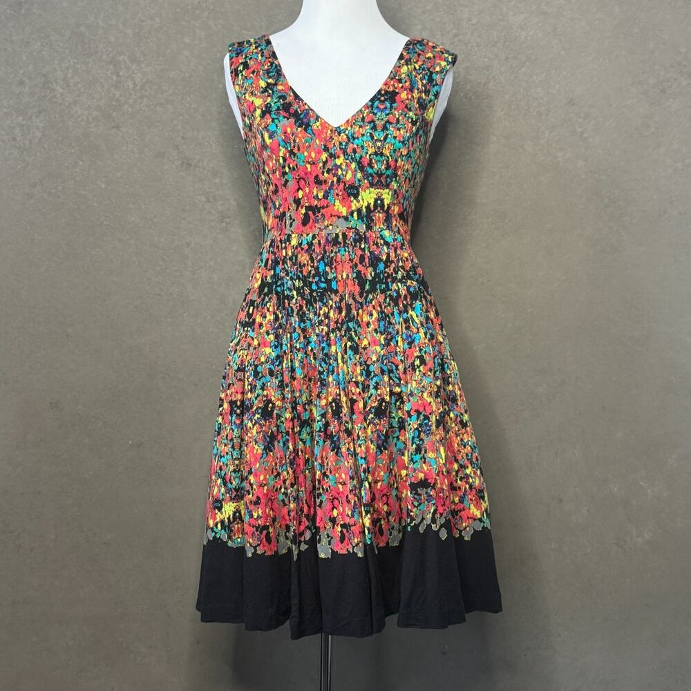 Plenty by Tracy Reese Fit Flare Dress Size 0 Multicolor Splatter Print Tulle